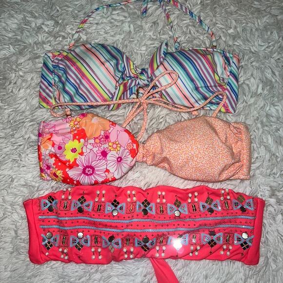Victoria's Secret strapless Bikini Top lot 3pc size med - Picture 1 of 8